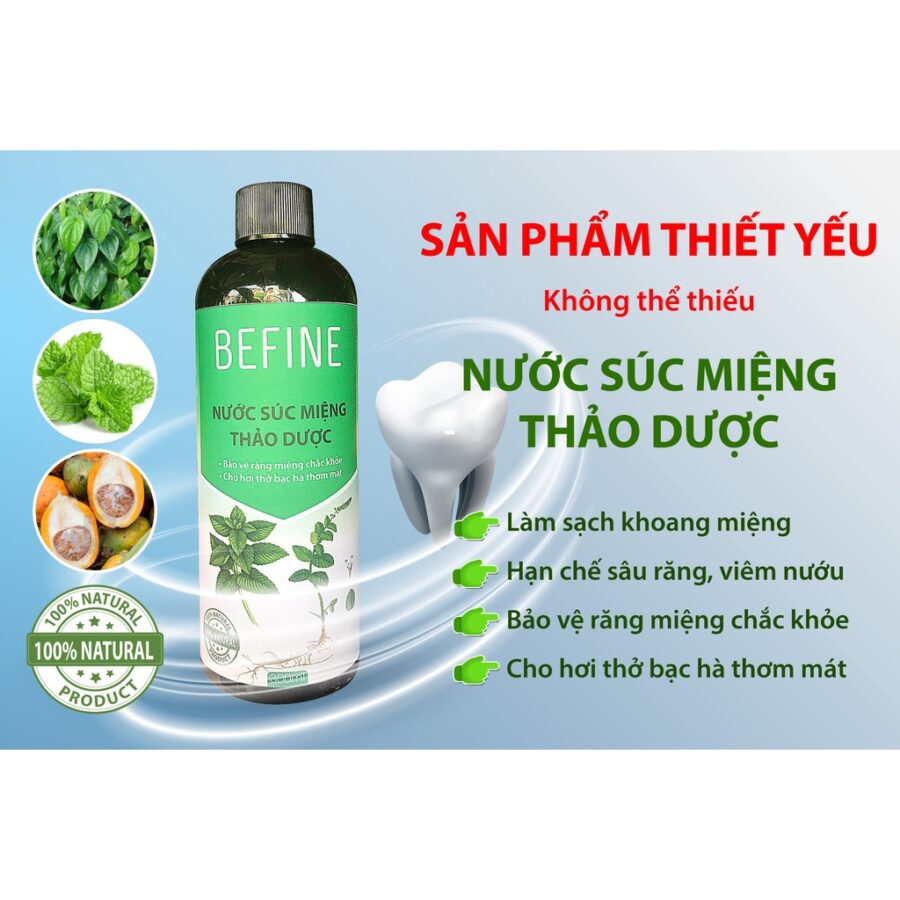 Nuoc suc mieng Trau khong huong Bac ha Thom mieng giam hoi mieng giam viem loi Chai 300ml Cong ty co phan BEFINE 4