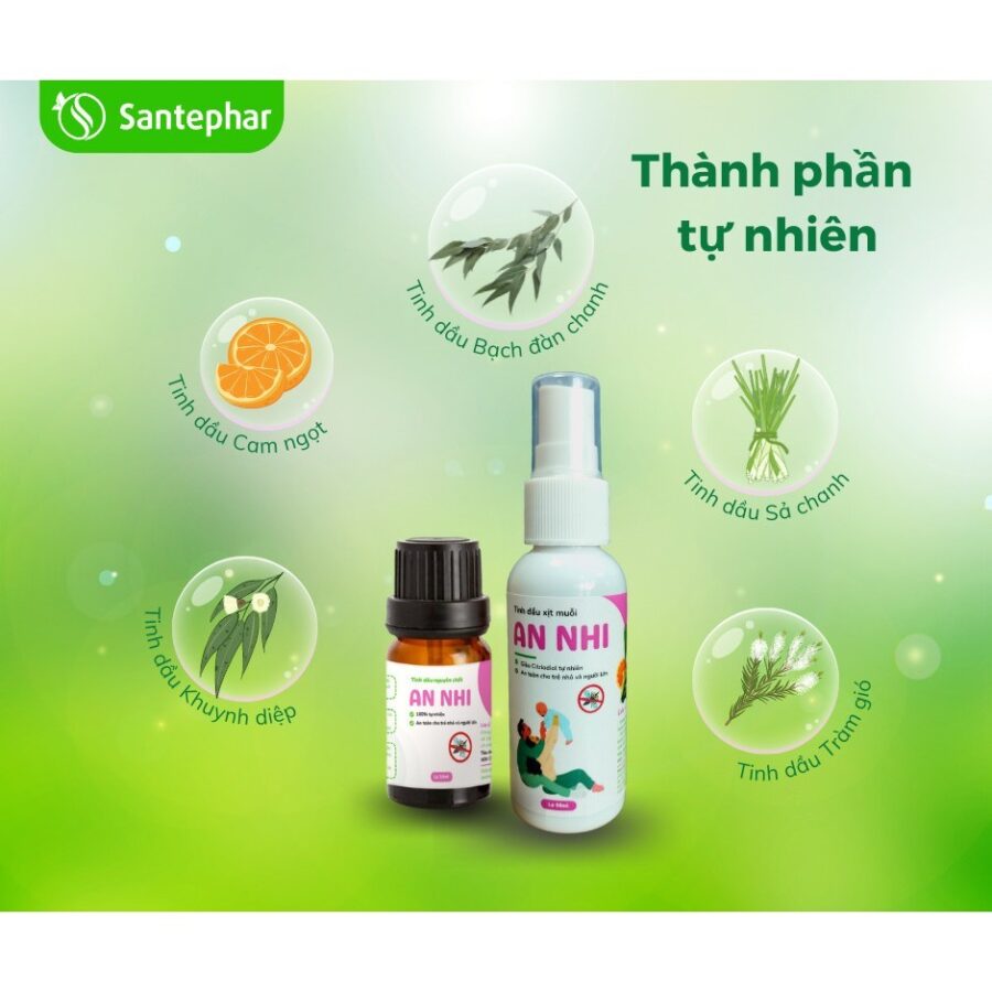 Tinh dau xit muoi An Nhi 50ml Tinh dau bach dan chanh An toan cho tre nho phu nu mang thai 2