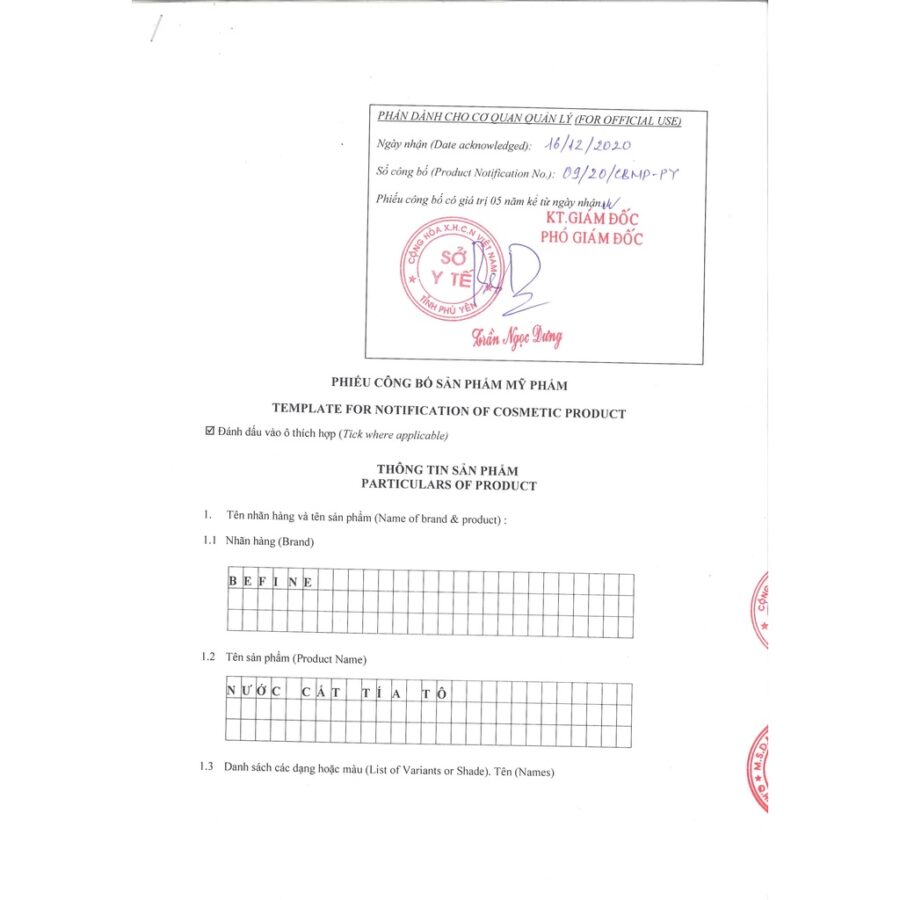 Toner nuoc cat tia to Befine Cham soc da giam dau giam nhon va mun sang da 100ml CTCP Befine 2