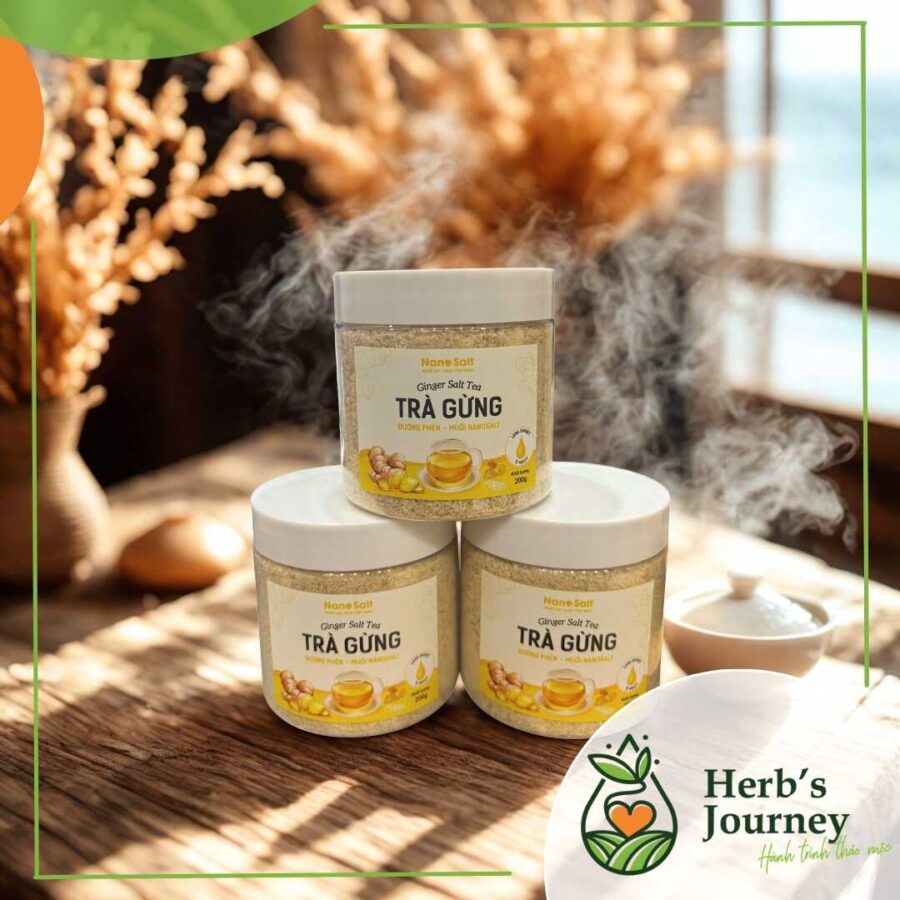 Trà Gừng Đường phèn Muối NanoSalt - Lọ 200g - Ginger Salt Tea 3 Done Nanosalt 1