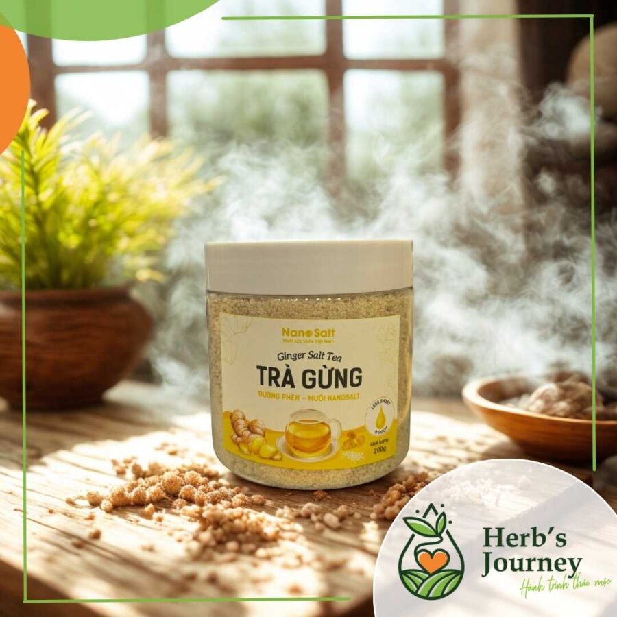 Trà Gừng Đường phèn Muối NanoSalt - Lọ 200g - Ginger Salt Tea 2 Done Nanosalt 2